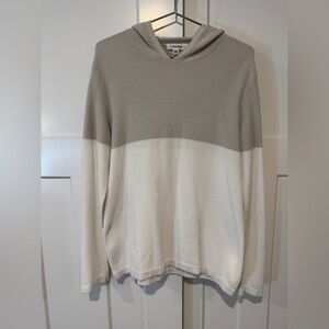 Calvin Klein Beige and White Crewneck Hooded Waffle Sweater